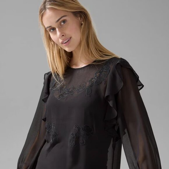 White House Black Market Appliqué Tunic Black - Picture 2 of 11